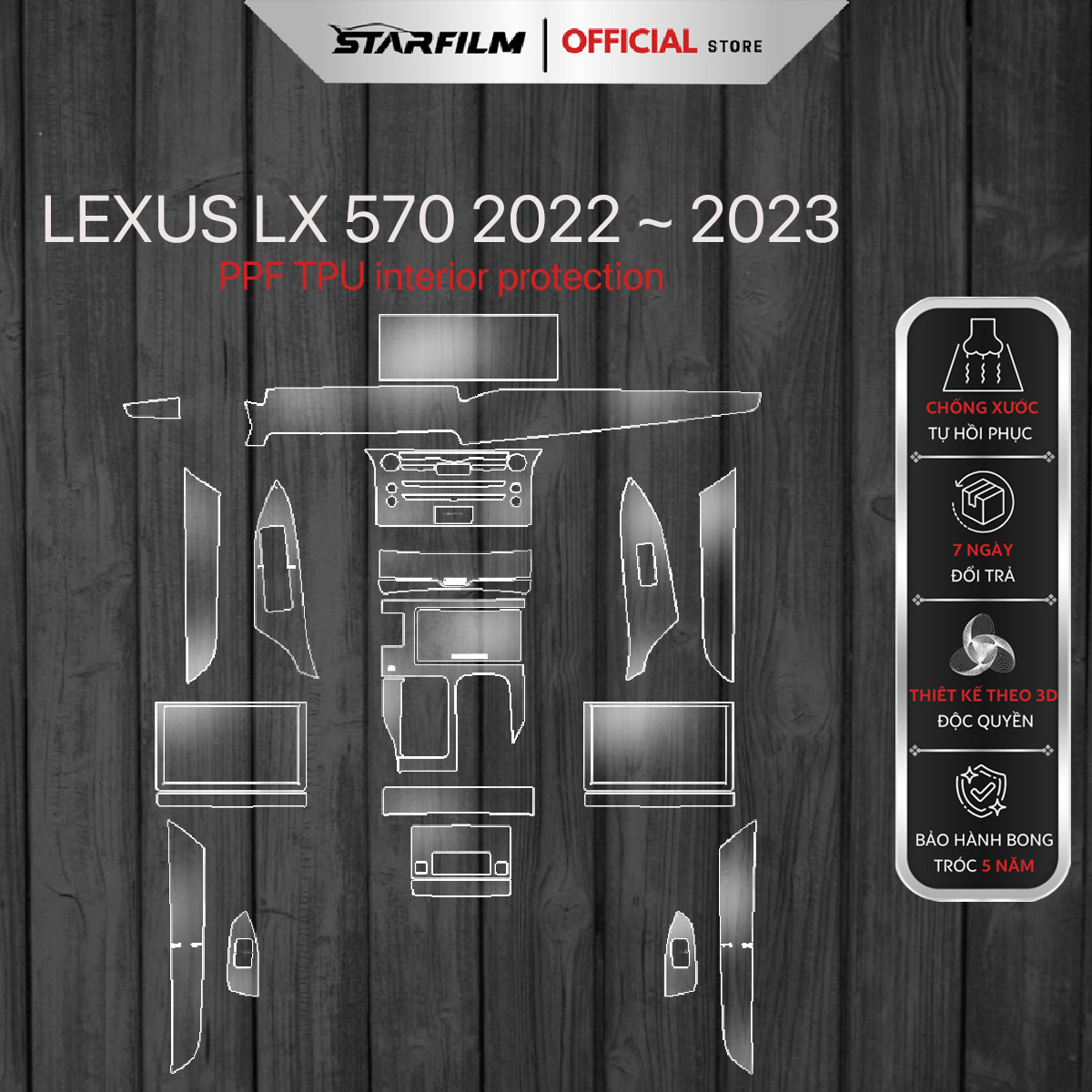 Lexus LX570 2023 PPF TPU nội thất chống xước tự hồi phục
